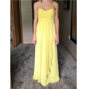 Long strapless bridesmaid/formal yellow dress